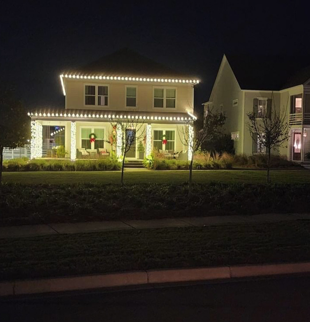 Home with Christmas Lights Installed